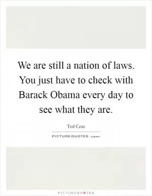 We are still a nation of laws. You just have to check with Barack Obama every day to see what they are Picture Quote #1