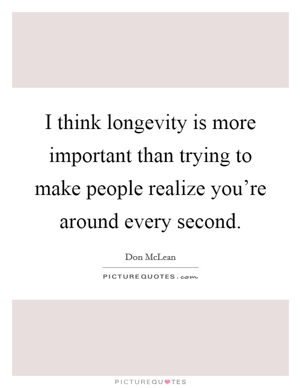 I think longevity is more important than trying to make people realize you're around every second. Picture Quote #1