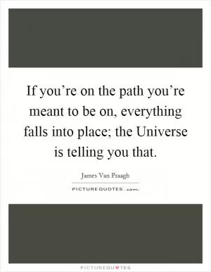 If you’re on the path you’re meant to be on, everything falls into place; the Universe is telling you that Picture Quote #1