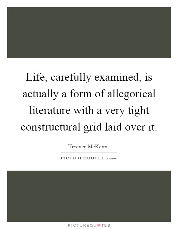Life, carefully examined, is actually a form of allegorical literature with a very tight constructural grid laid over it. Picture Quote #1