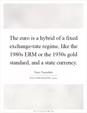 The euro is a hybrid of a fixed exchange-rate regime, like the 1980s ERM or the 1930s gold standard, and a state currency Picture Quote #1