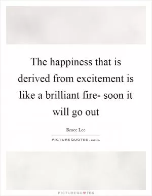 The happiness that is derived from excitement is like a brilliant fire- soon it will go out Picture Quote #1