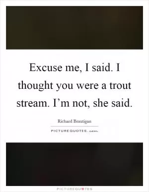 Excuse me, I said. I thought you were a trout stream. I’m not, she said Picture Quote #1
