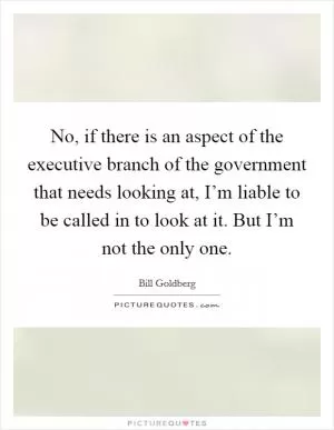 No, if there is an aspect of the executive branch of the government that needs looking at, I’m liable to be called in to look at it. But I’m not the only one Picture Quote #1