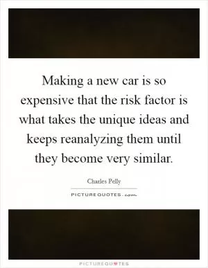 Making a new car is so expensive that the risk factor is what takes the unique ideas and keeps reanalyzing them until they become very similar Picture Quote #1