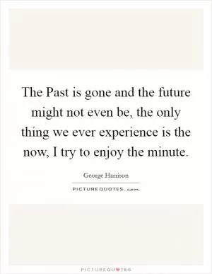 The Past is gone and the future might not even be, the only thing we ever experience is the now, I try to enjoy the minute Picture Quote #1
