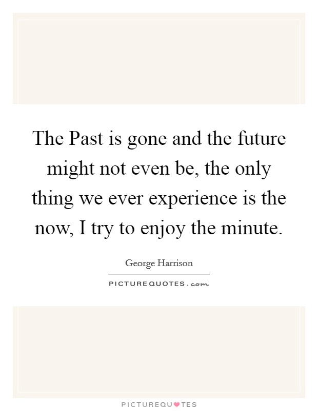 The Past is gone and the future might not even be, the only thing we ever experience is the now, I try to enjoy the minute. Picture Quote #1