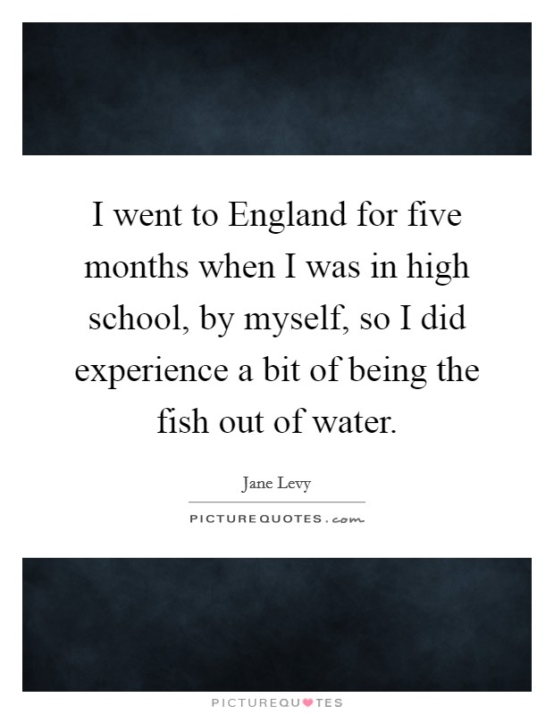 I went to England for five months when I was in high school, by myself, so I did experience a bit of being the fish out of water. Picture Quote #1