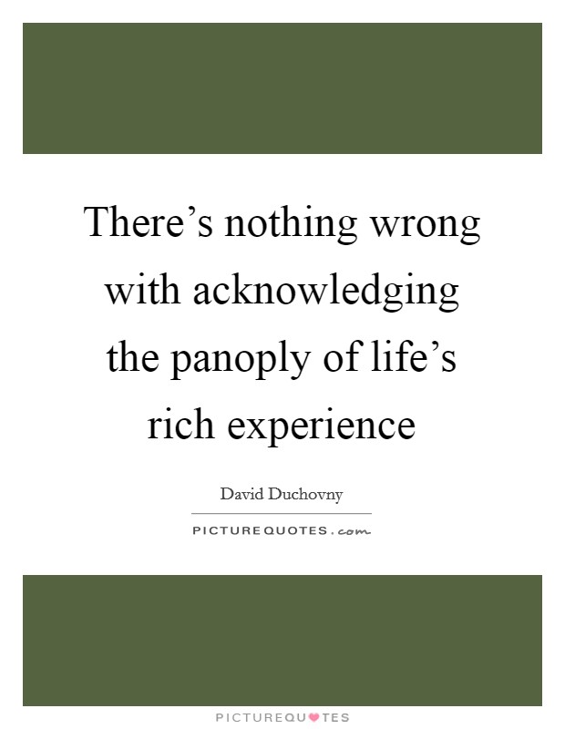 There's nothing wrong with acknowledging the panoply of life's rich experience Picture Quote #1