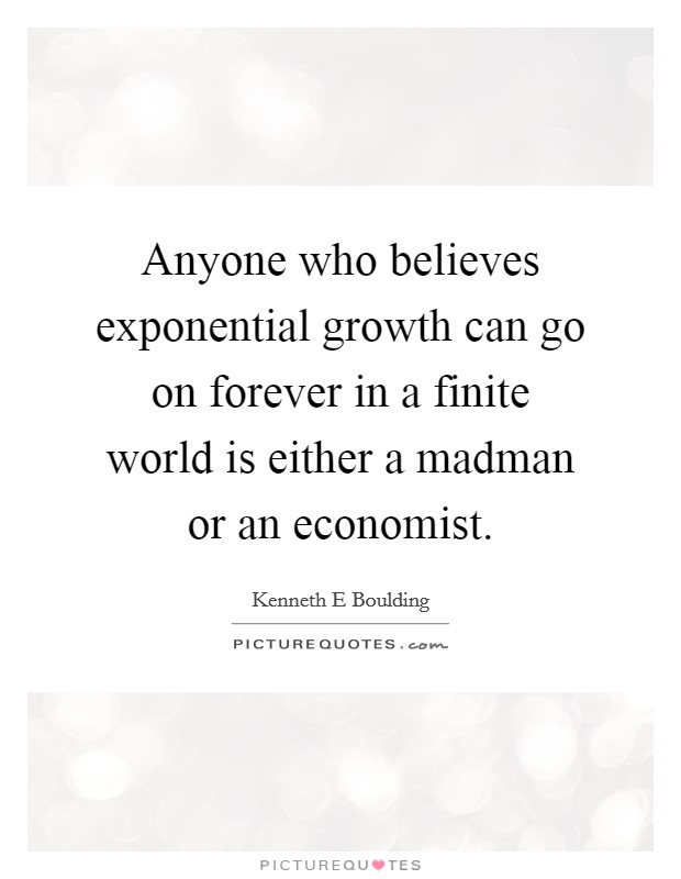 Anyone who believes exponential growth can go on forever in a finite world is either a madman or an economist. Picture Quote #1