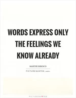 Words express only the feelings we know already Picture Quote #1