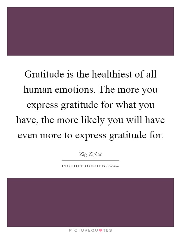 Gratitude is the healthiest of all human emotions. The more you express gratitude for what you have, the more likely you will have even more to express gratitude for. Picture Quote #1