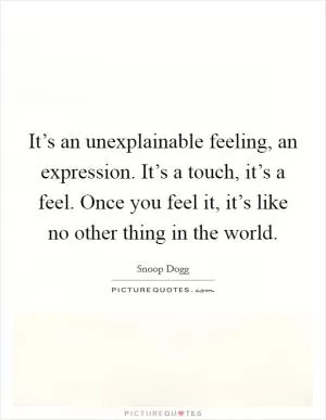 It’s an unexplainable feeling, an expression. It’s a touch, it’s a feel. Once you feel it, it’s like no other thing in the world Picture Quote #1