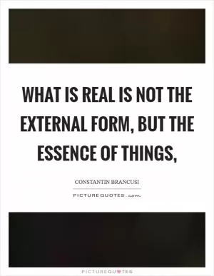 What is real is not the external form, but the essence of things, Picture Quote #1