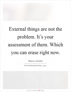 External things are not the problem. It’s your assessment of them. Which you can erase right now Picture Quote #1