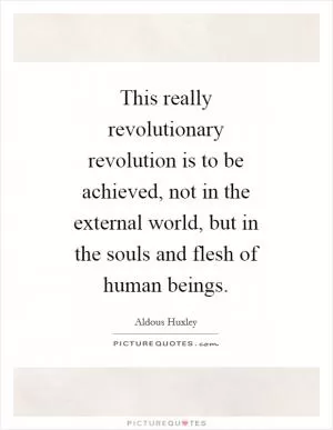 This really revolutionary revolution is to be achieved, not in the external world, but in the souls and flesh of human beings Picture Quote #1