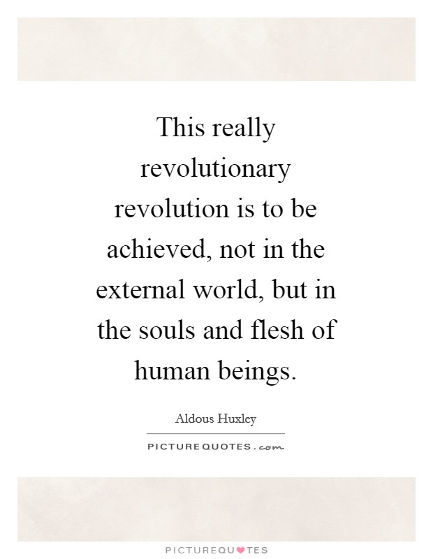 This really revolutionary revolution is to be achieved, not in the external world, but in the souls and flesh of human beings. Picture Quote #1