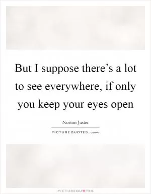 But I suppose there’s a lot to see everywhere, if only you keep your eyes open Picture Quote #1
