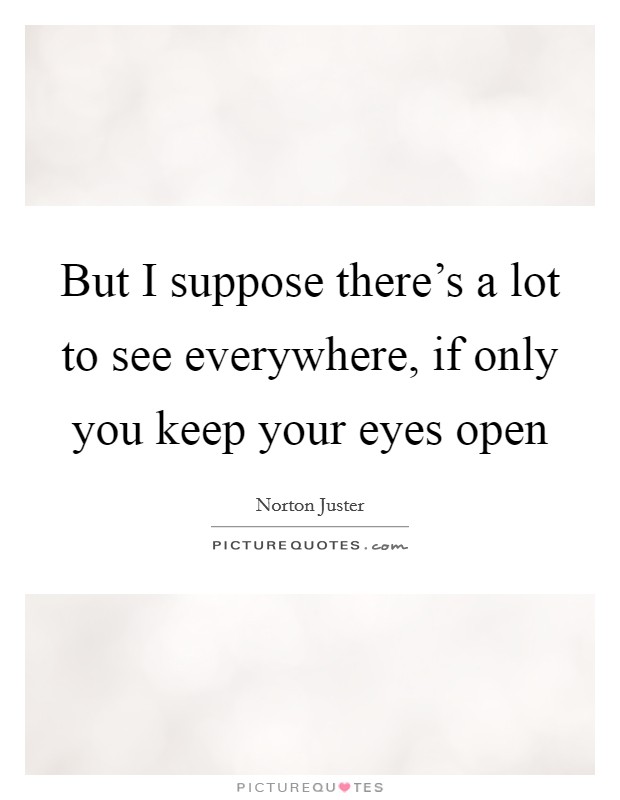 But I suppose there's a lot to see everywhere, if only you keep your eyes open Picture Quote #1
