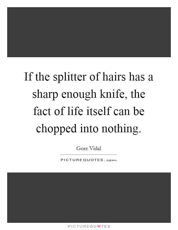 If the splitter of hairs has a sharp enough knife, the fact of life itself can be chopped into nothing. Picture Quote #1