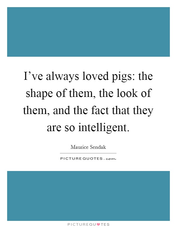 I've always loved pigs: the shape of them, the look of them, and the fact that they are so intelligent. Picture Quote #1