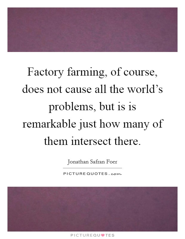 Factory farming, of course, does not cause all the world's problems, but is is remarkable just how many of them intersect there. Picture Quote #1
