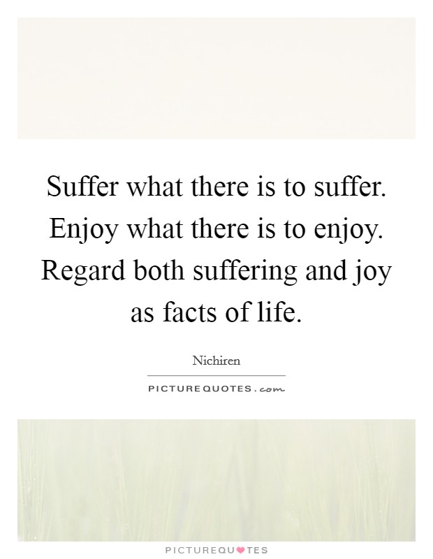 Suffer what there is to suffer. Enjoy what there is to enjoy. Regard both suffering and joy as facts of life. Picture Quote #1