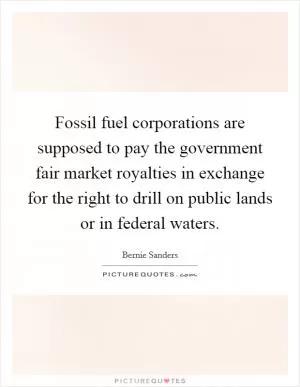 Fossil fuel corporations are supposed to pay the government fair market royalties in exchange for the right to drill on public lands or in federal waters Picture Quote #1