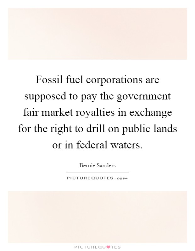 Fossil fuel corporations are supposed to pay the government fair market royalties in exchange for the right to drill on public lands or in federal waters. Picture Quote #1