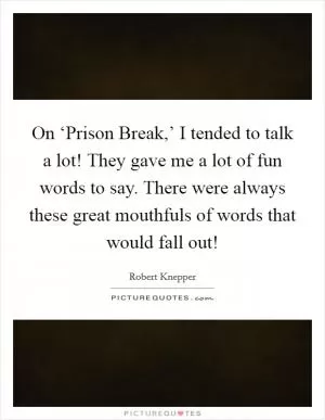On ‘Prison Break,’ I tended to talk a lot! They gave me a lot of fun words to say. There were always these great mouthfuls of words that would fall out! Picture Quote #1