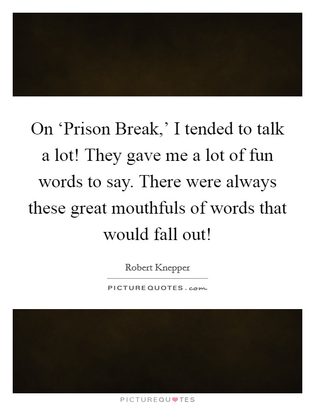 On ‘Prison Break,' I tended to talk a lot! They gave me a lot of fun words to say. There were always these great mouthfuls of words that would fall out! Picture Quote #1