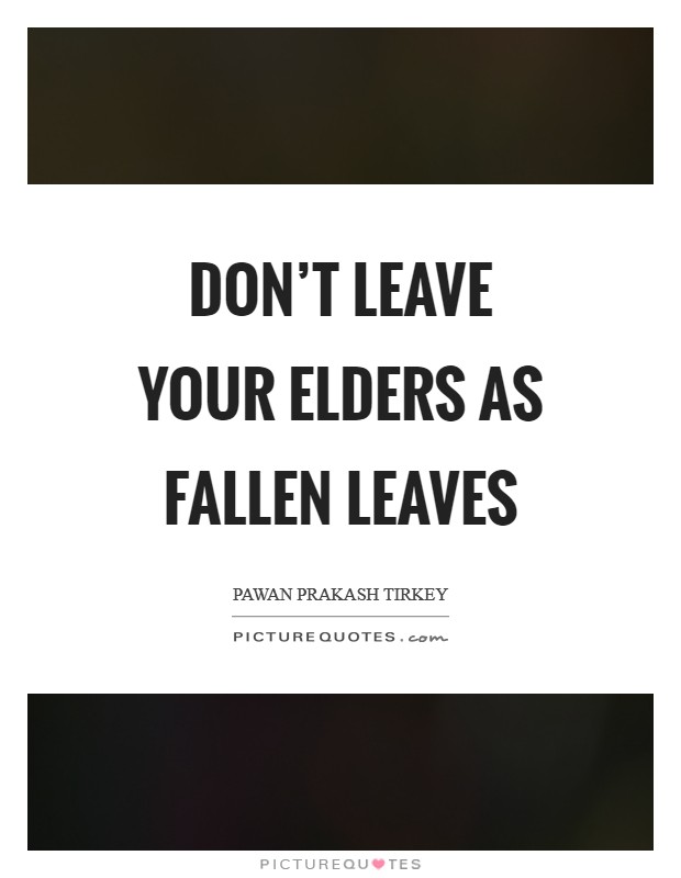 Don't leave your elders as Fallen Leaves Picture Quote #1
