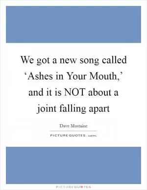 We got a new song called ‘Ashes in Your Mouth,’ and it is NOT about a joint falling apart Picture Quote #1