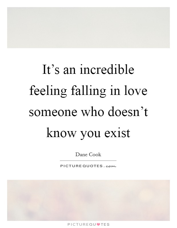 It's an incredible feeling falling in love someone who doesn't know you exist Picture Quote #1