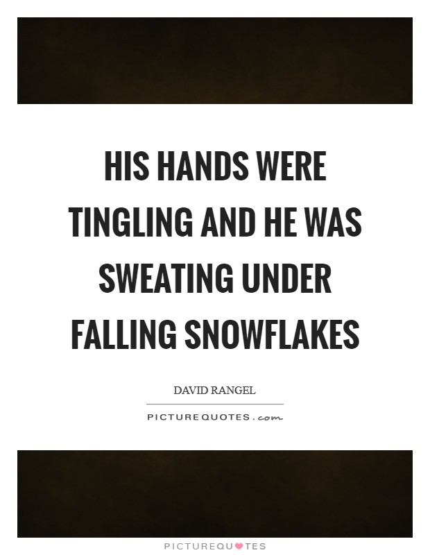 His hands were tingling and he was sweating under falling snowflakes Picture Quote #1