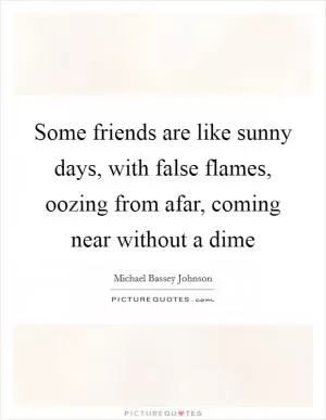 Some friends are like sunny days, with false flames, oozing from afar, coming near without a dime Picture Quote #1