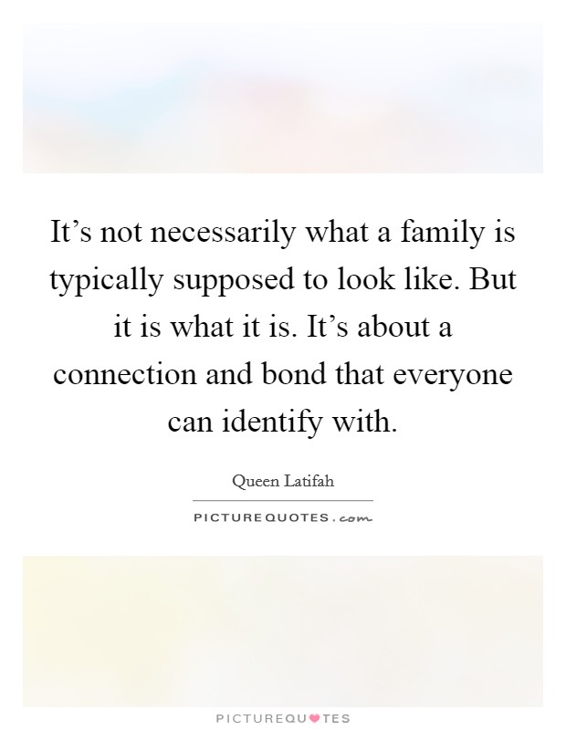 It's not necessarily what a family is typically supposed to look like. But it is what it is. It's about a connection and bond that everyone can identify with. Picture Quote #1
