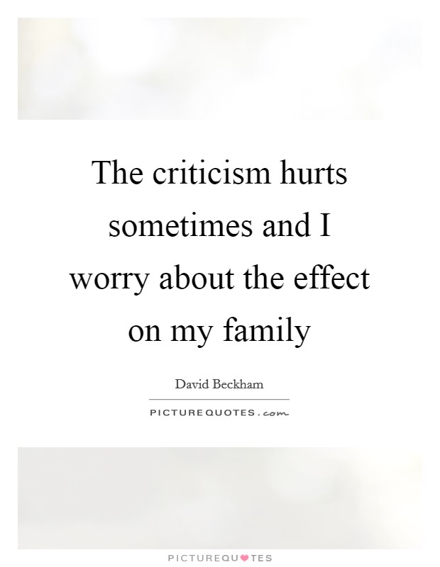 The criticism hurts sometimes and I worry about the effect on my family Picture Quote #1