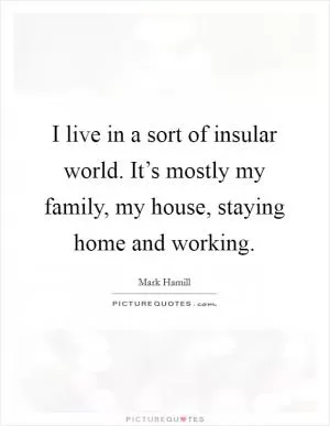 I live in a sort of insular world. It’s mostly my family, my house, staying home and working Picture Quote #1