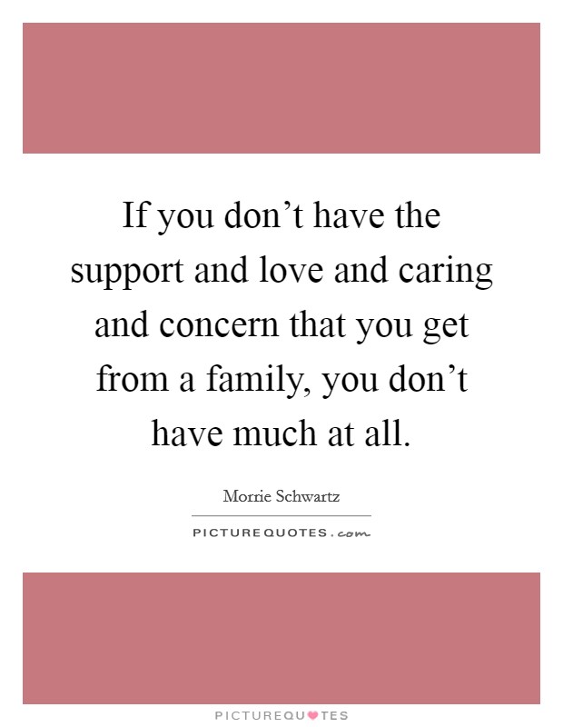If you don't have the support and love and caring and concern that you get from a family, you don't have much at all. Picture Quote #1