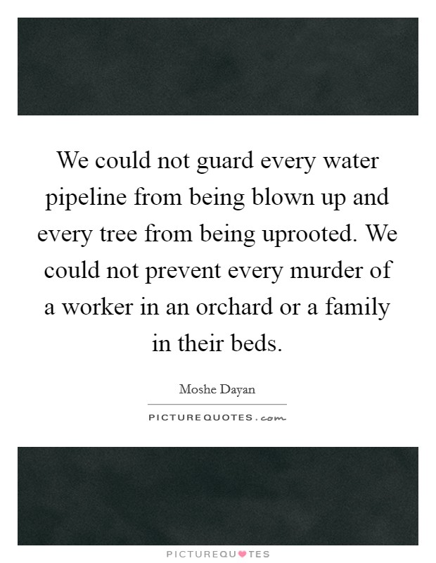 We could not guard every water pipeline from being blown up and every tree from being uprooted. We could not prevent every murder of a worker in an orchard or a family in their beds. Picture Quote #1