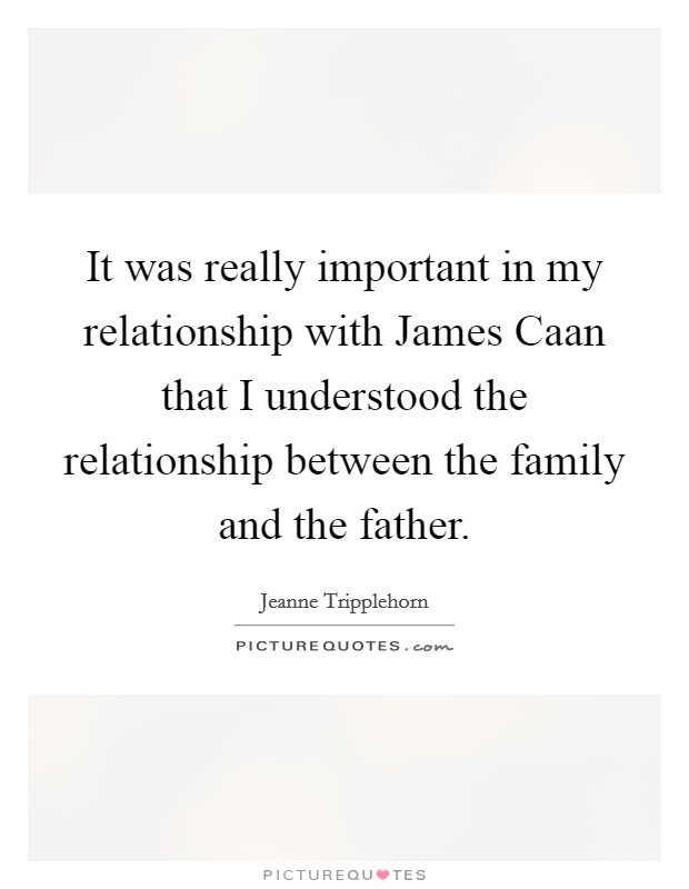It was really important in my relationship with James Caan that I understood the relationship between the family and the father. Picture Quote #1