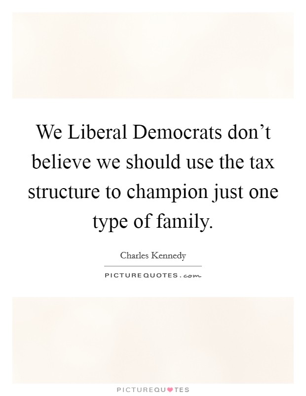We Liberal Democrats don't believe we should use the tax structure to champion just one type of family. Picture Quote #1