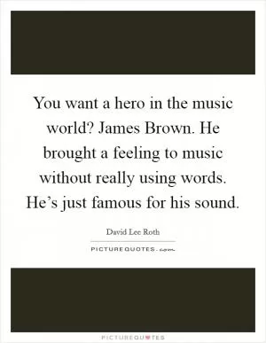 You want a hero in the music world? James Brown. He brought a feeling to music without really using words. He’s just famous for his sound Picture Quote #1
