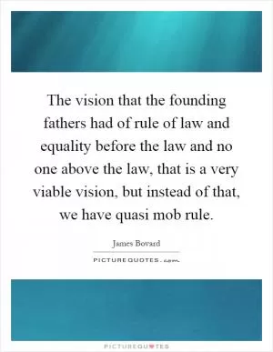 The vision that the founding fathers had of rule of law and equality before the law and no one above the law, that is a very viable vision, but instead of that, we have quasi mob rule Picture Quote #1