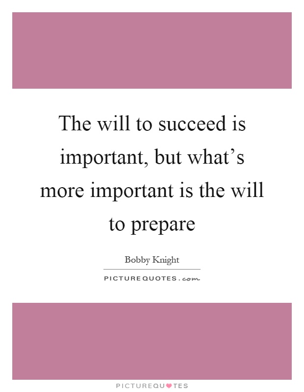 The will to succeed is important, but what's more important is the will to prepare Picture Quote #1
