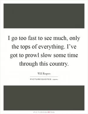 I go too fast to see much, only the tops of everything. I’ve got to prowl slow some time through this country Picture Quote #1