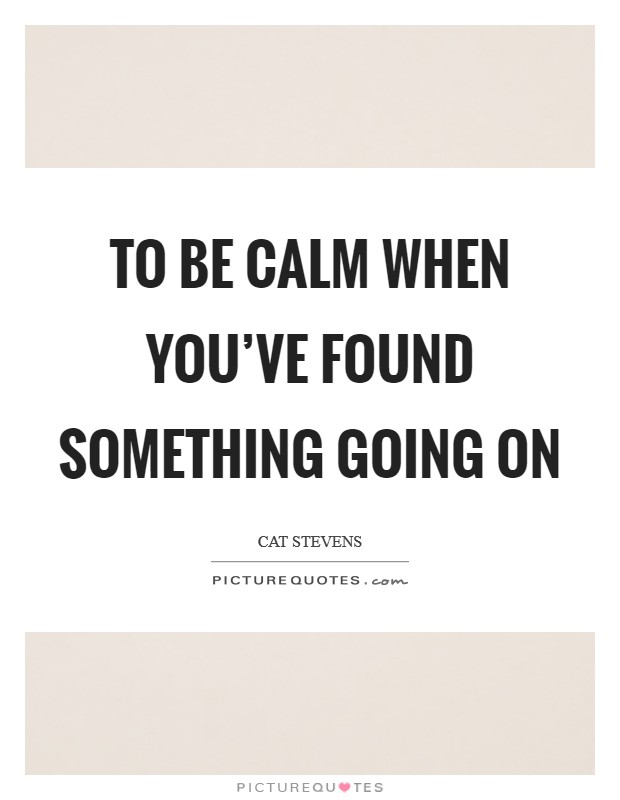 To be calm when you've found something going on Picture Quote #1