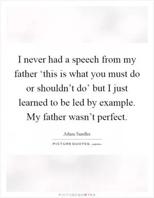 I never had a speech from my father ‘this is what you must do or shouldn’t do’ but I just learned to be led by example. My father wasn’t perfect Picture Quote #1