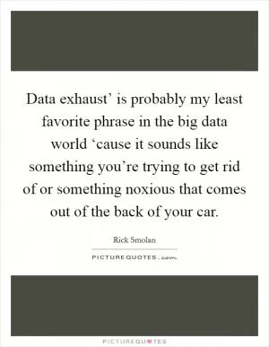 Data exhaust’ is probably my least favorite phrase in the big data world ‘cause it sounds like something you’re trying to get rid of or something noxious that comes out of the back of your car Picture Quote #1